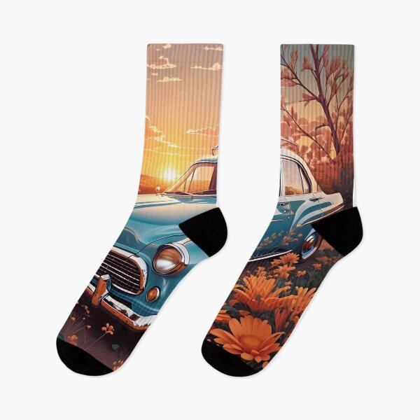Item preview, Retro Classic Car Embracing Nature designed and sold by Ceemko's Vintage Corner.