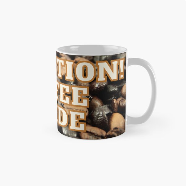 Item preview, ATTENTION! COFFEE INSIDE - white letters with a light brown border on the background of coffee beans designed and sold by SplashTastic.
