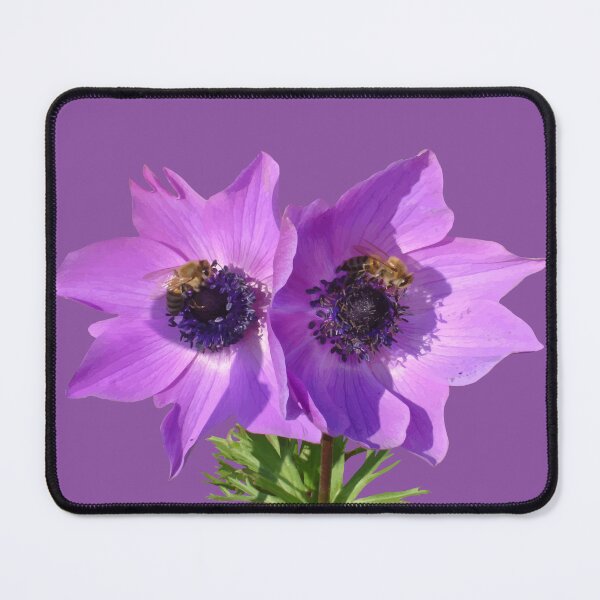Item preview, Purple Pink Anemones with Honey Bees Vector Art designed and sold by taiche.