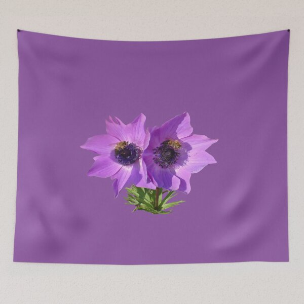 Item preview, Purple Pink Anemones with Honey Bees Vector Art designed and sold by taiche.