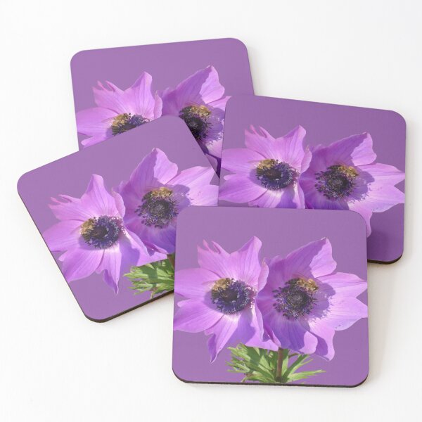 Item preview, Purple Pink Anemones with Honey Bees Vector Art designed and sold by taiche.