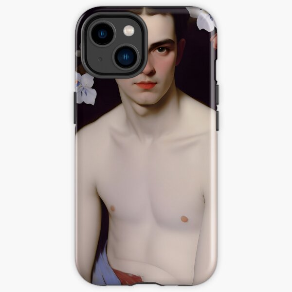Young man with flowers around his head iPhone Tough Case