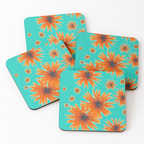 Item preview, Orange gerberas on teal designed and sold by Photopat.