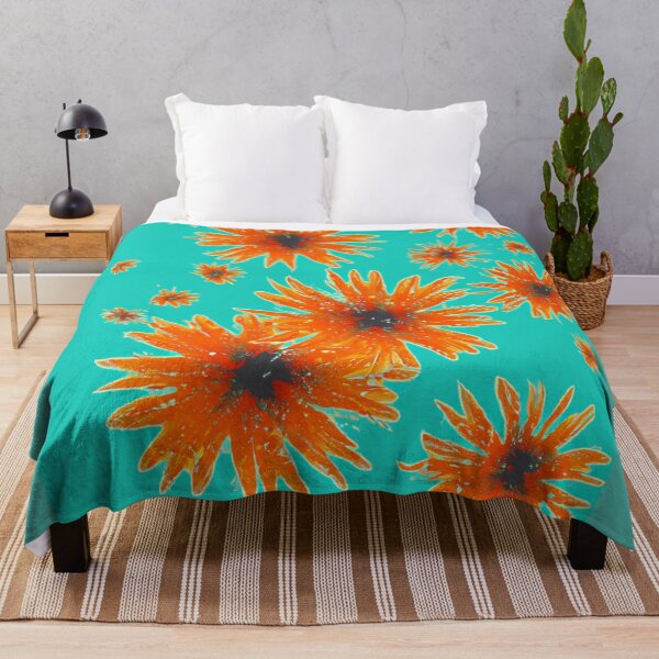 Item preview, Orange gerberas on teal designed and sold by Photopat.