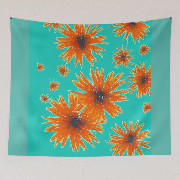 Item preview, Orange gerberas on teal designed and sold by Photopat.