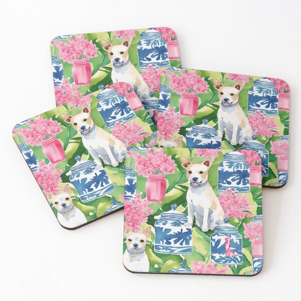 Item preview, Terriers, cherry blossom, and chinoiserie jars designed and sold by SophieClimaArt.