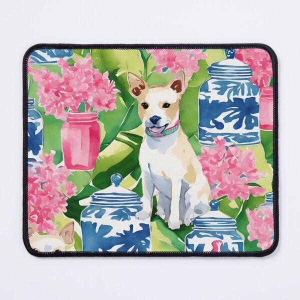 Item preview, Terriers, cherry blossom, and chinoiserie jars designed and sold by SophieClimaArt.