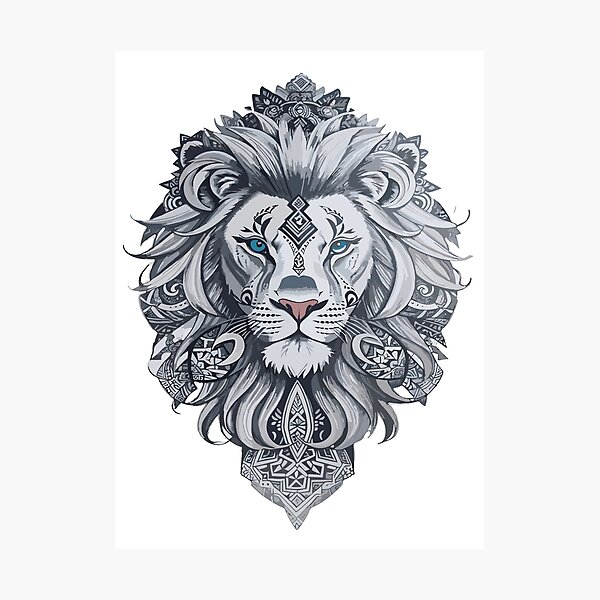 Lion head tribal tattoo mandala arts - REYYARTS - Drawings & Illustration,  Animals, Birds, & Fish, Wild Cats, African Lion - ArtPal
