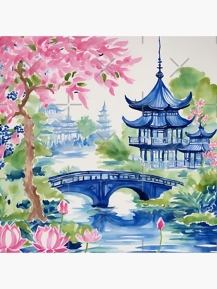 Chinoiserie&Shower4Curtain |rRomantic&Misty Cherry Blossom4Heron Landscaper|rVintage outlets Chinese ArtrBathroom Acces6ory |rPretty Watercolor Art