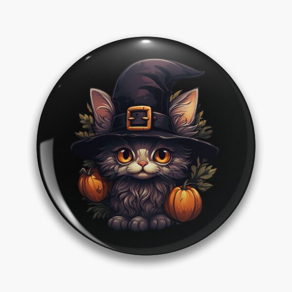 Item preview, Cute cat with a Halloween hat and a few pumpkins designed and sold by InfigoArt.