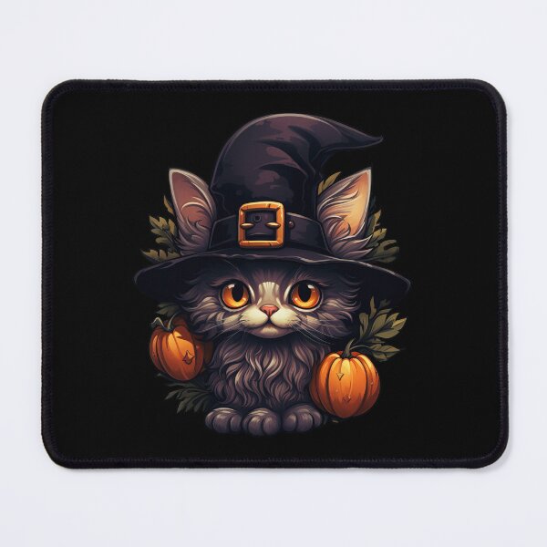 Item preview, Cute cat with a Halloween hat and a few pumpkins designed and sold by InfigoArt.