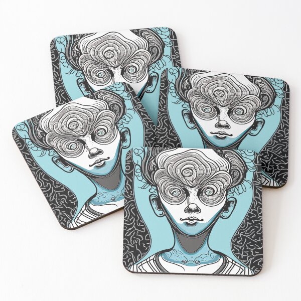 Item preview, Mysterious and Crazy Kid Face with Black and Blue Tones designed and sold by MindenBrings.