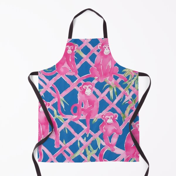Item preview, Pink monkeys and bamboo lattice on navy blue designed and sold by SophieClimaArt.