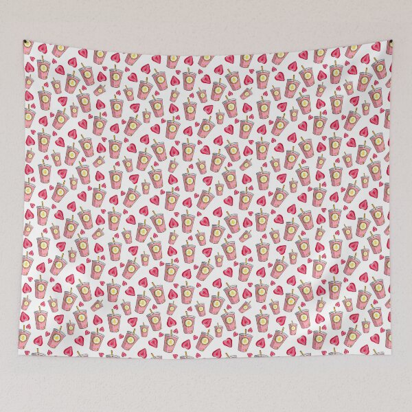 Item preview, Pink Drink Pattern (White) designed and sold by honeybeepaper.