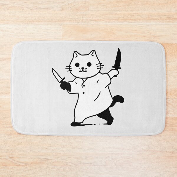 Item preview, Funny White Cat, Murderous Cat With Knife designed and sold by DioSo.