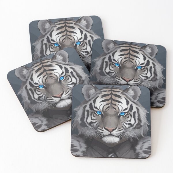 Item preview, Black and grey royal tiger head with blue eyes designed and sold by Grafixfun.