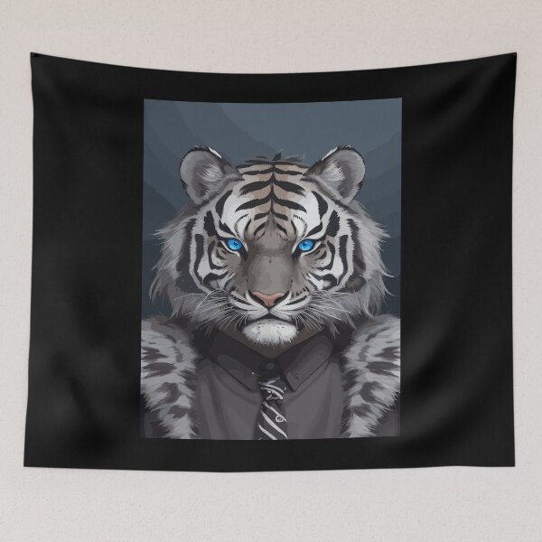 Item preview, Black and grey royal tiger head with blue eyes designed and sold by Grafixfun.