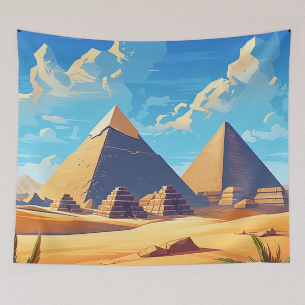 Item preview, A Vintage Travel Illustration of the Giza Pyramids - Egypt designed and sold by GoodOldVintage.