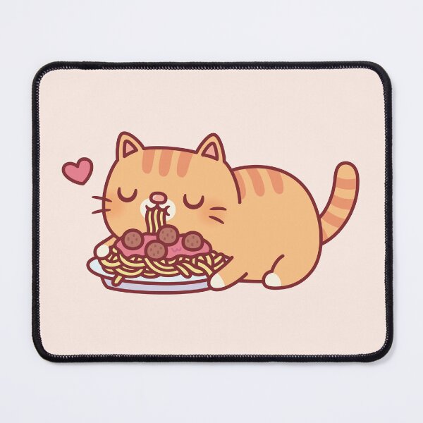 Item preview, Cute Chubby Orange Tabby Cat Eating Spaghetti Pasta designed and sold by rustydoodle.