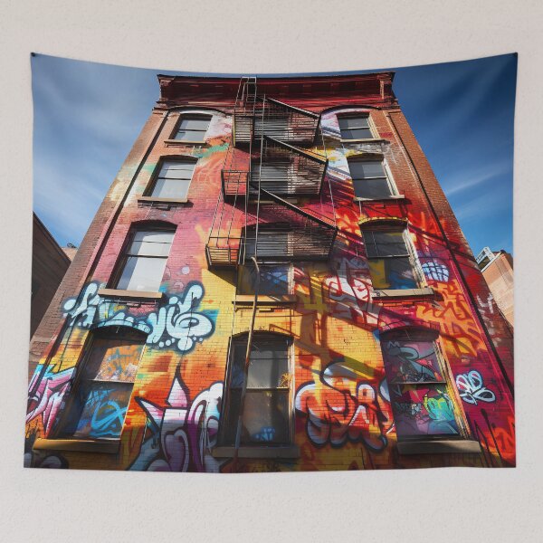 Item preview, graffiti art brownstone building print designed and sold by dcrc.