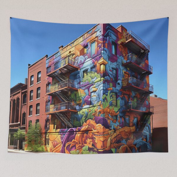Item preview, graffiti art brownstone building print designed and sold by dcrc.