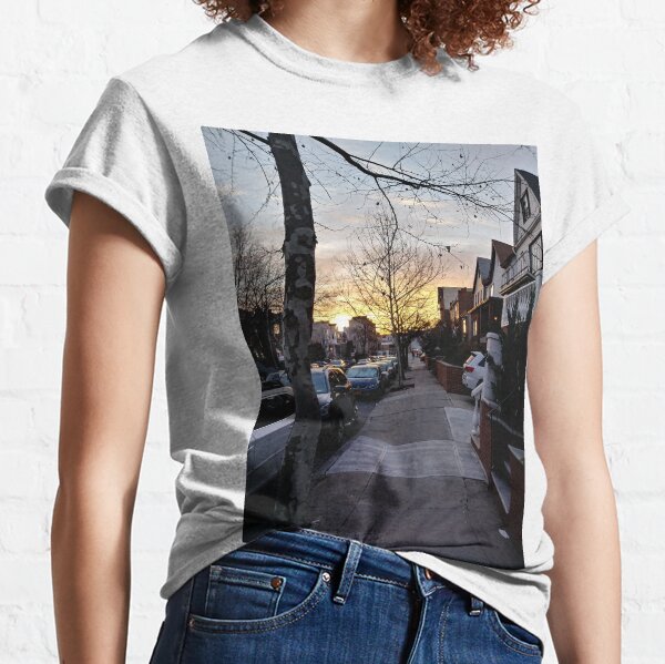 New York, Manhattan, Brooklyn, New York City, architecture, street, building, tree, car,   Classic T-Shirt