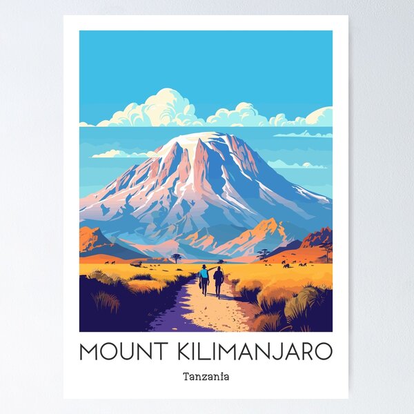Item preview, A Vintage Travel Illustration of Mount Kilimanjaro in Tanzania - Africa designed and sold by GoodOldVintage.