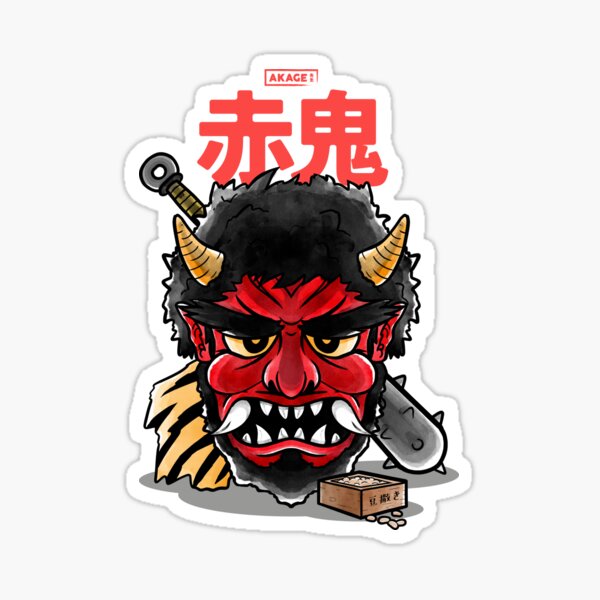 Le visage de Oni le Démon Rouge japonais Sticker