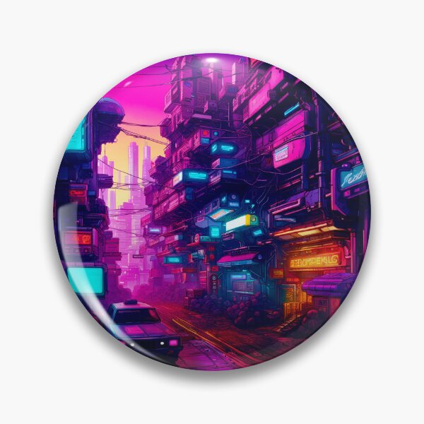 Item preview, Cyberpunk Back Streets In The Glow Of Neon Signs designed and sold by Ink Art Design.