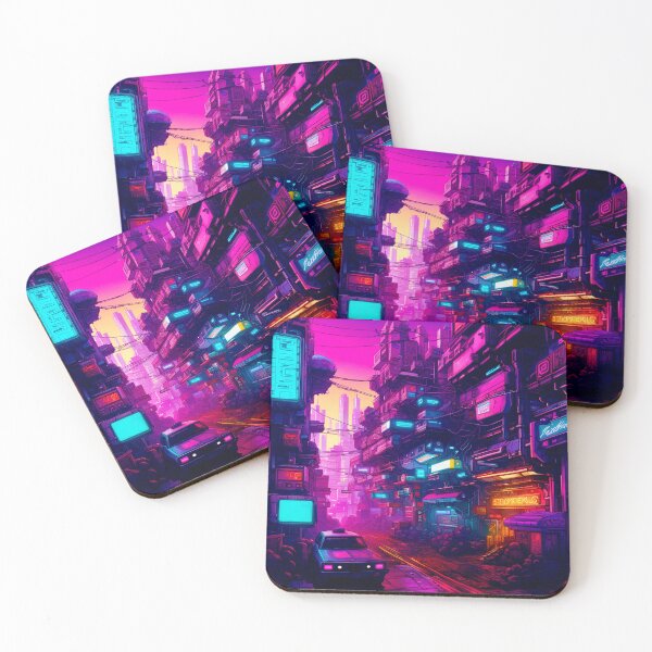 Item preview, Cyberpunk Back Streets In The Glow Of Neon Signs designed and sold by Ink Art Design.