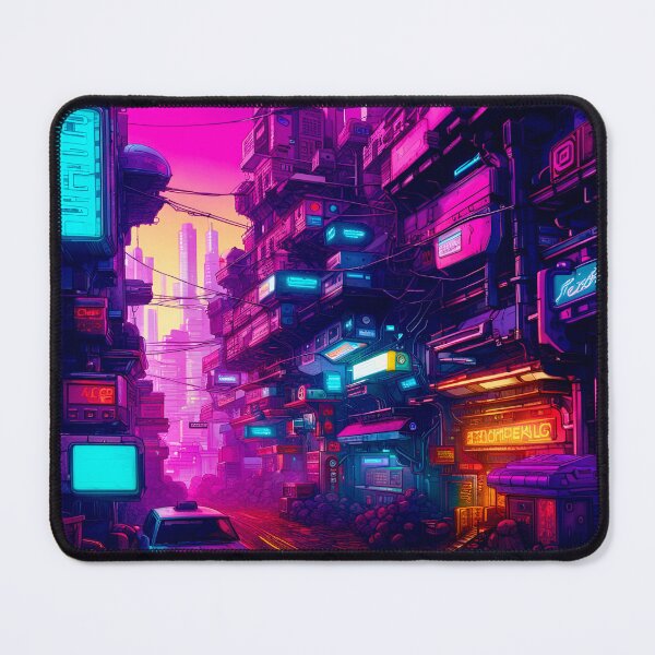 Item preview, Cyberpunk Back Streets In The Glow Of Neon Signs designed and sold by Ink Art Design.