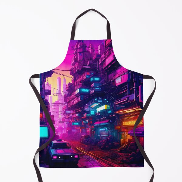 Item preview, Cyberpunk Back Streets In The Glow Of Neon Signs designed and sold by Ink Art Design.