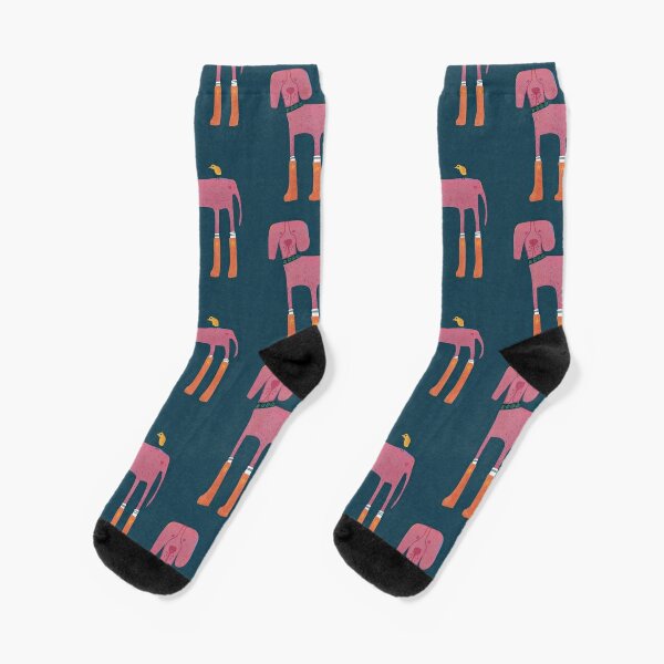 Pink Great Dane and Friend Illustration Socks