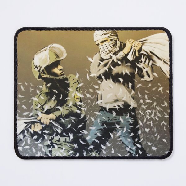 Item preview, Banksy Street Art - Israeli Soldier vs Palestinian Rebel Pillow Fight designed and sold by WE-ARE-BANKSY.