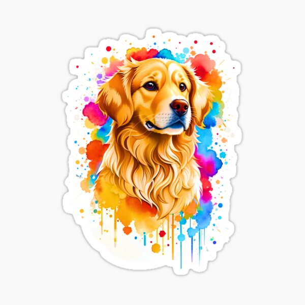 Colorful Golden Retriever Sticker