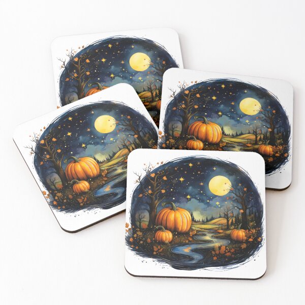 Item preview, Enchanting Halloween scene with pumpkins delicately floating in a starry white night sky designed and sold by 3dleonardo.