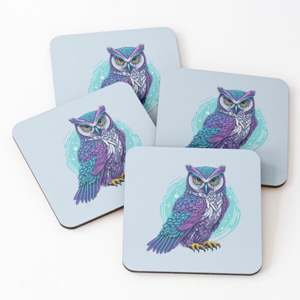 Item preview, Cute holographic Owl with colorful feathers designed and sold by davidbomel-Art.