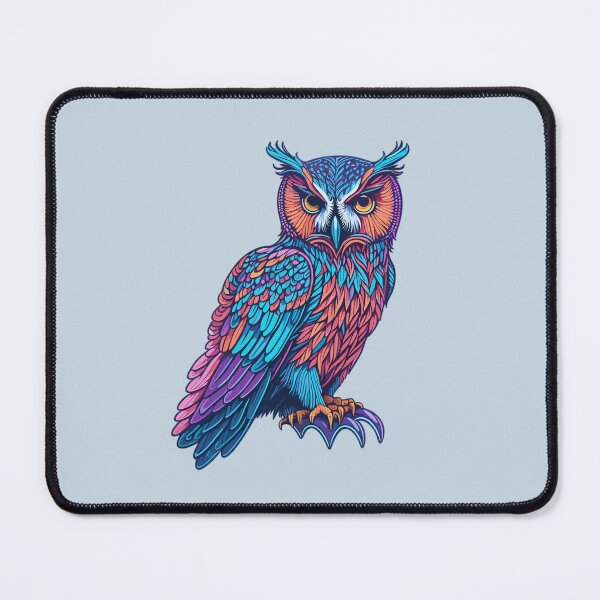 Item preview, Cute holographic Owl with colorful feathers designed and sold by davidbomel-Art.