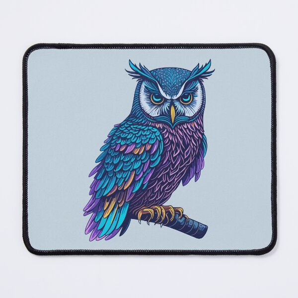 Item preview, Cute holographic Owl with colorful feathers designed and sold by davidbomel-Art.