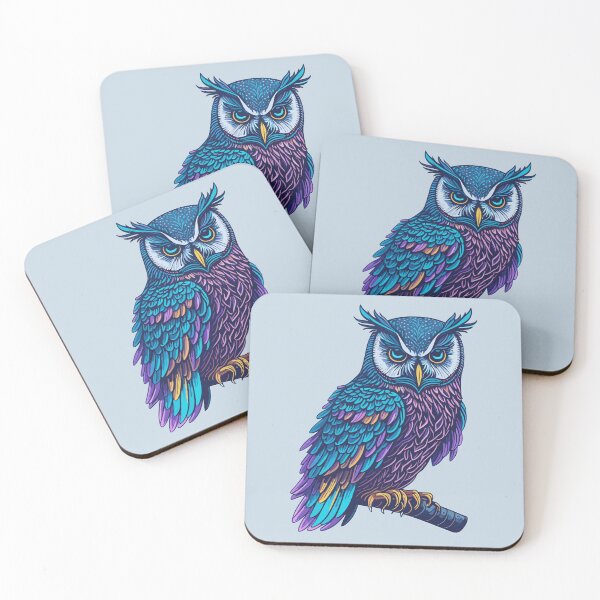 Item preview, Cute holographic Owl with colorful feathers designed and sold by davidbomel-Art.