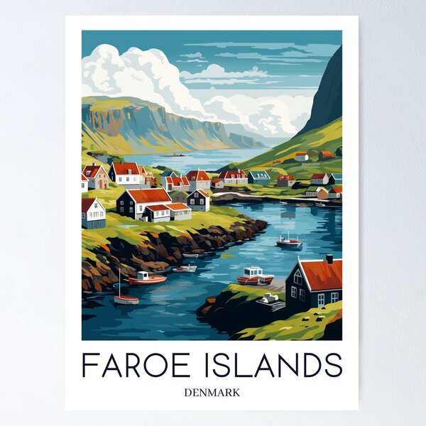 Item preview, A Pop Art Travel Print of the Faroe Islands - Denmark designed and sold by StudioRedKoala.