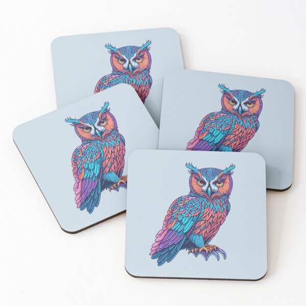 Item preview, Cute holographic Owl with colorful feathers designed and sold by davidbomel-Art.
