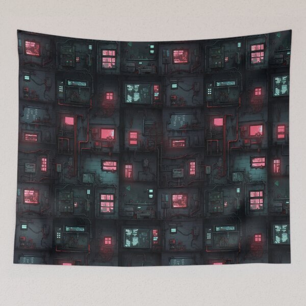 Item preview, Cyberpunk Future Cityscape Pattern designed and sold by SchorlCraft.
