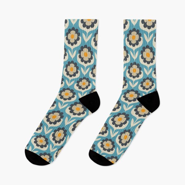 Item preview, KF 0141 B - Vintage Retro 70s Floral Pattern in Blue designed and sold by KhakiFinch.