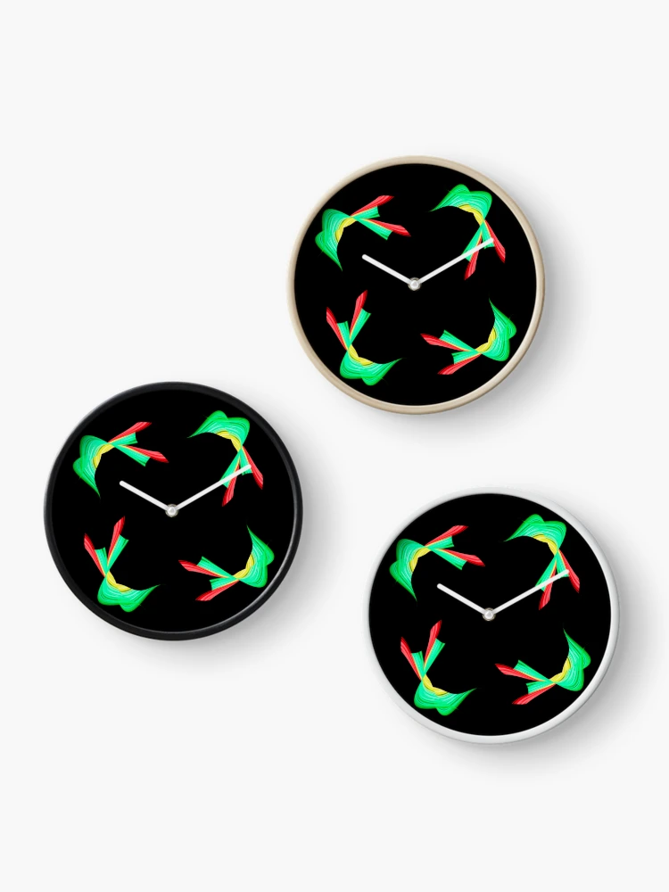 Thumbnail 3 of 4, Clock, green checkered pattern designed and sold by Meo Design.