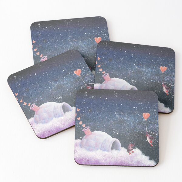 Item preview, Penguin with heart balloon flies to new home in the starry night sky. designed and sold by PenguinGirl-Art.