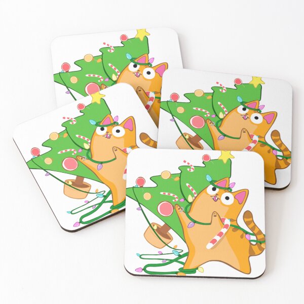 Item preview, Zoomies Christmas Cat Orange Tabby Knocking Over Tree Funny  designed and sold by PatriciaEMorant.