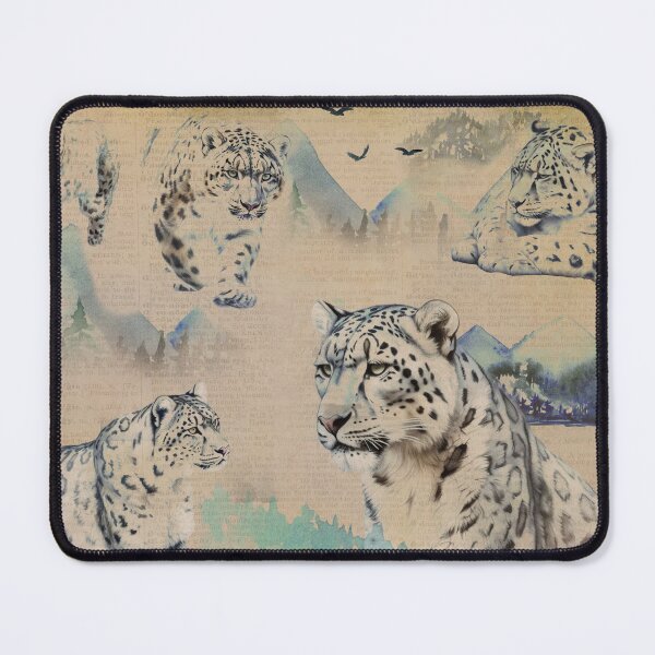 Item preview, Vintage snow leopard artic animal illustration pattern designed and sold by madhatdesigns.