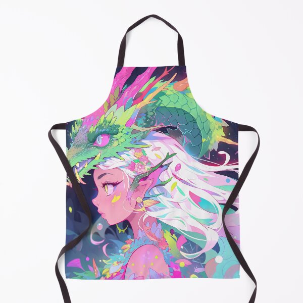 Item preview, Bright Pastel Glow Anime Girl and Green Dragon designed and sold by bubblegoth.