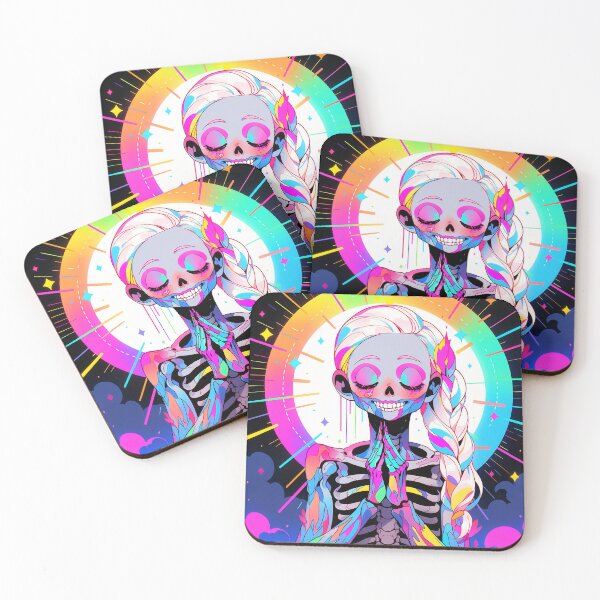 Item preview, Bright Rainbow Holy Skeleton Anime Girl designed and sold by bubblegoth.
